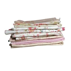 Vintage English Garden 10 Patterned Floral Pink White Fabric Bundle - Retired